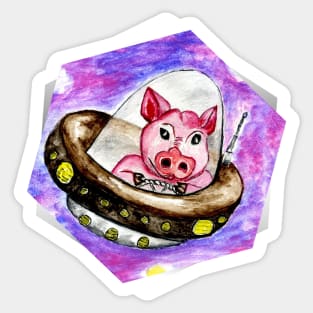 Pig in spaceship Sticker